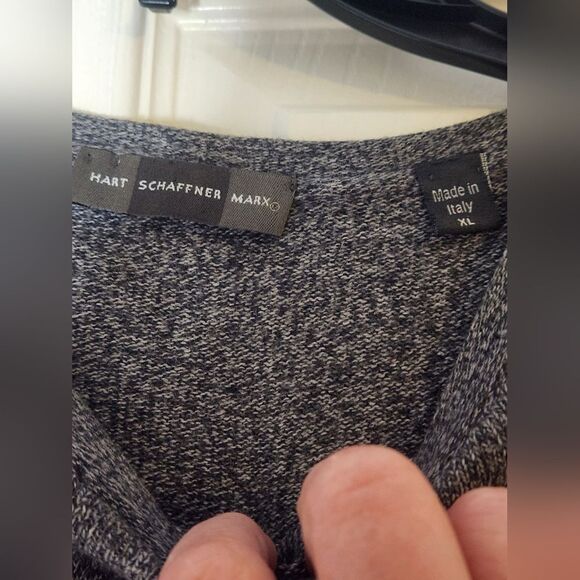 Hart Schaffner Marx XL Gray Lngslvs Raglan CASHMERE SILK Knit Men Sweater Italy - Picture 2 of 6